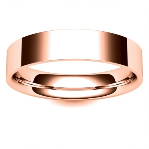 Flat Court Very Heavy -  5mm (FCH5R) Rose Gold Wedding Ring